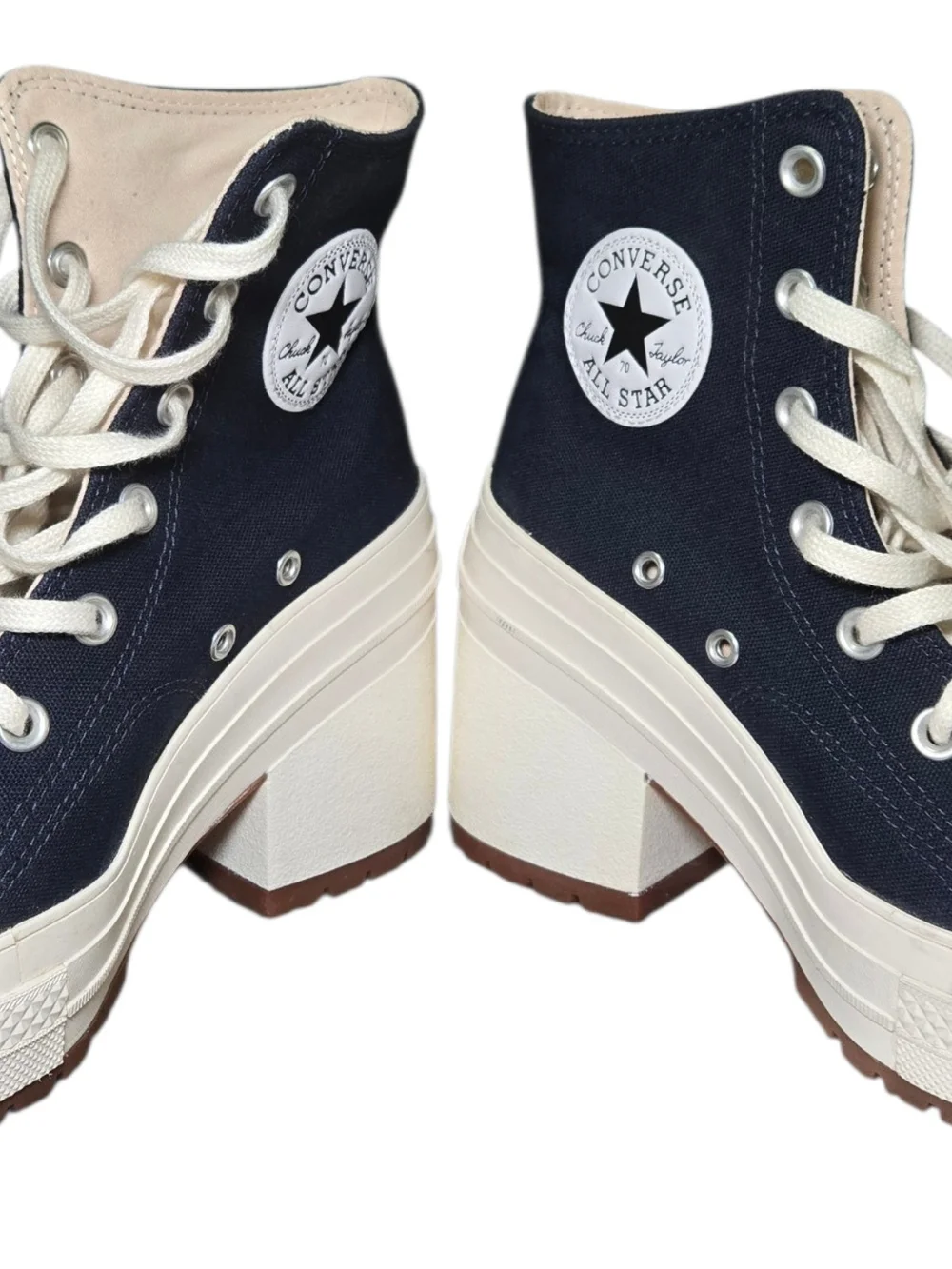 Converse Navy and Cream Platform Chuck Taylor High-Top